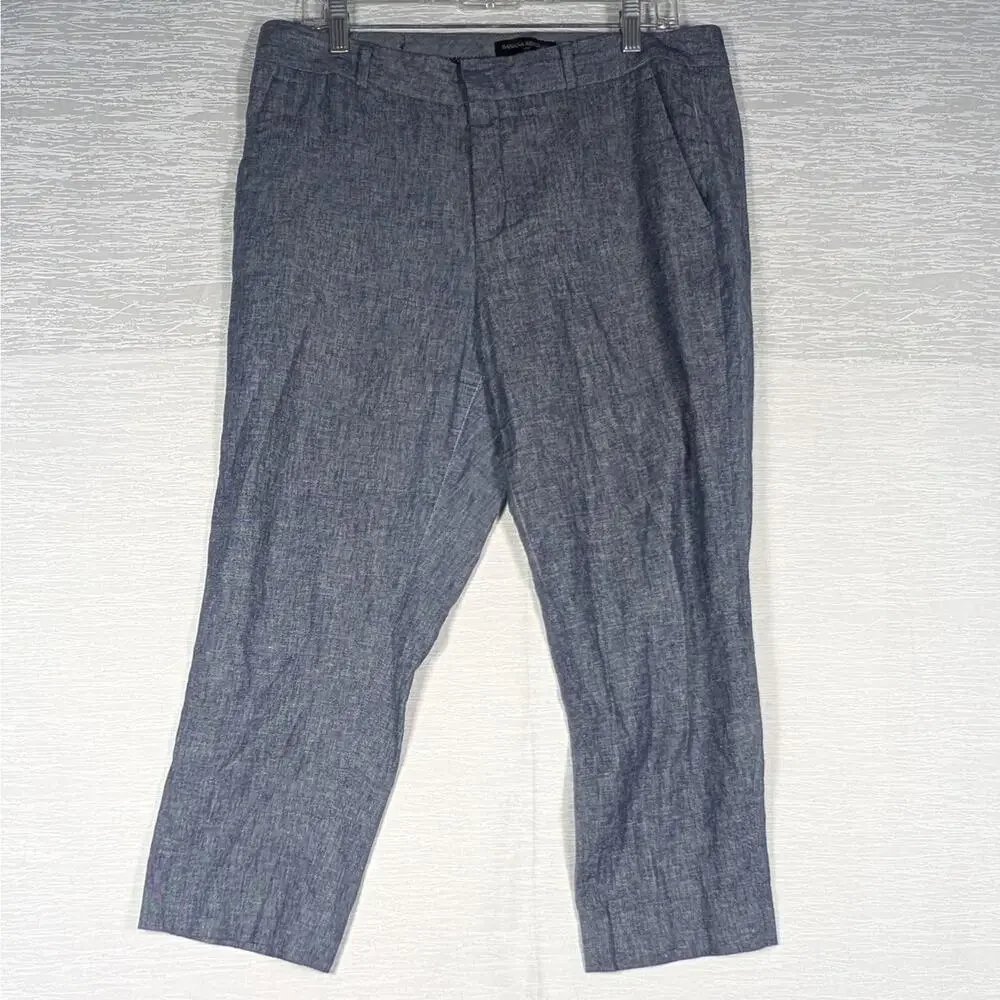 Banana Republic Avery Pants Womens 12P Grey Linen Spandex Trousers